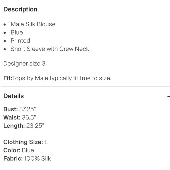𝅺MAJE silk blouse size 3 (S) NWOT - Picture 4 of 9